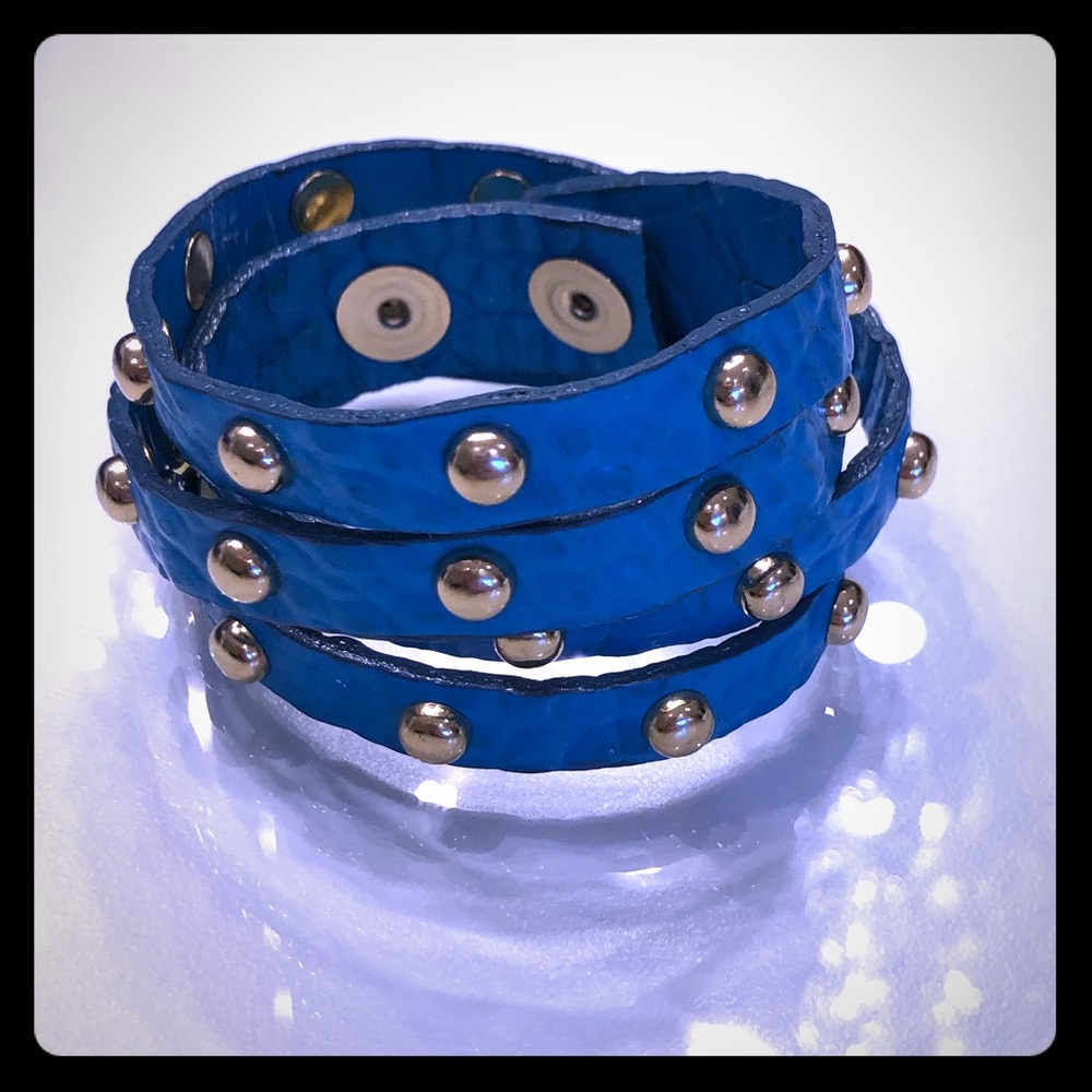 Turquoise and Gold Brahmin Leather Wrap Bracelet